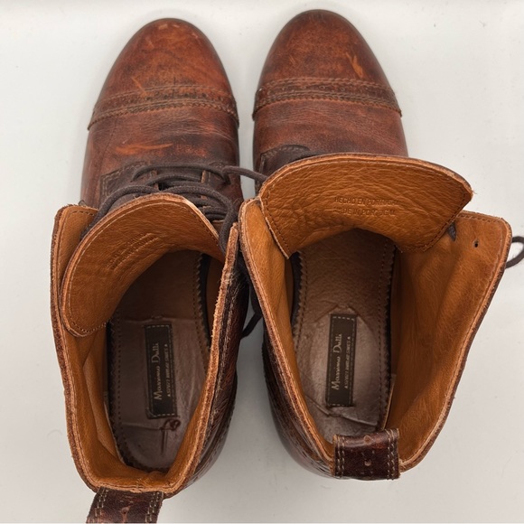 **RARE** VINTAGE MASSIMO DUTTI ALL LEATHER LACE UP ANKLE BOOTS - Picture 14 of 14